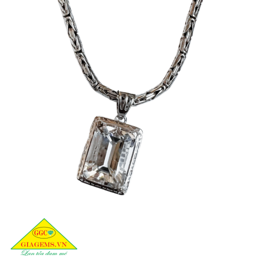 Mặt Dây Chuyền Bạc 950 (Silver Sterling) Đính Đá Thạch Anh GiaGems (18x13mm) (Trắng)
